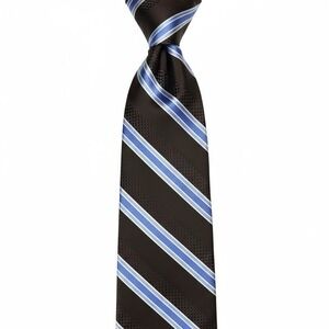 NWT Bugatti Watchband Stripe Tie Brown Blue White L: 60" W: 4"